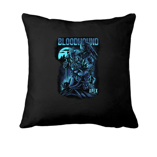 Подушка, Черный, с постером Bloodhound - Apex Legends