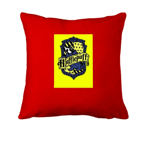 Подушка, Красный, с гербом Hufflepuff (Harry Potter)