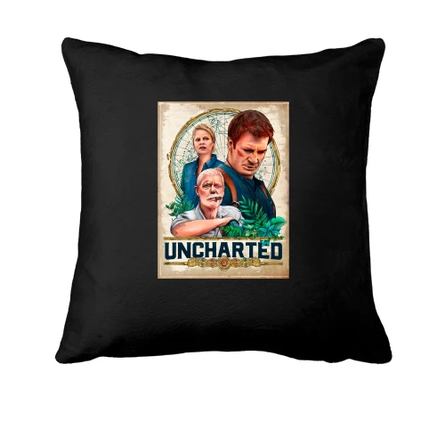 Подушка, Черный, с обложкой игры Uncharted