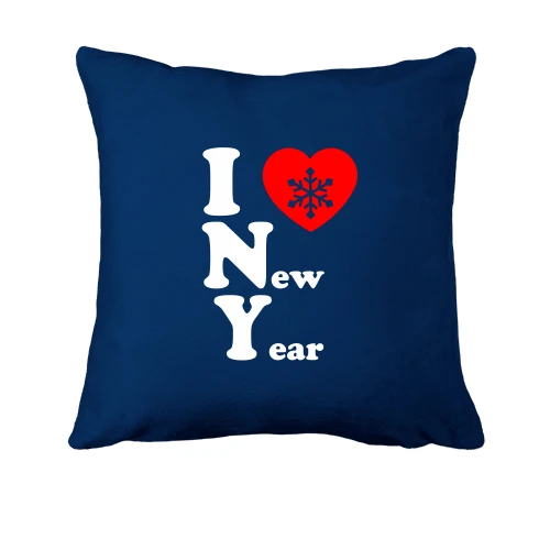 Подушка, Синій, I love New Year