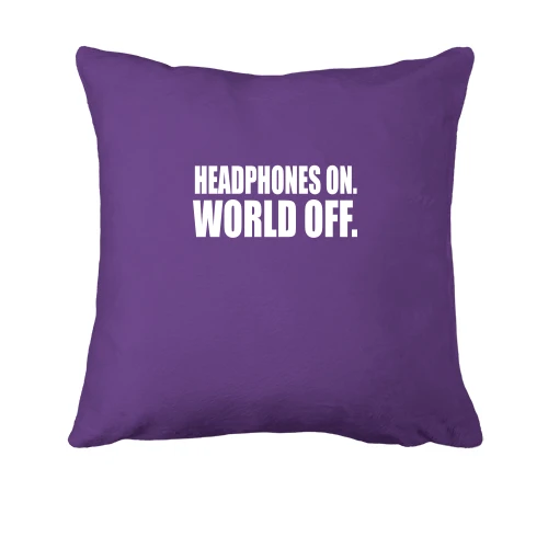 Подушка, Фіолетовий, Headphones On - World Off