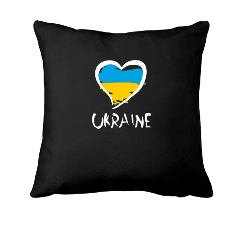 Подушка, Чорний, з надписью "Україна" і сердечком