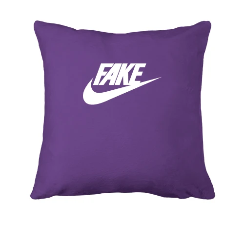 Подушка, Фиолетовый, с надписью "Fake" в стиле Nike