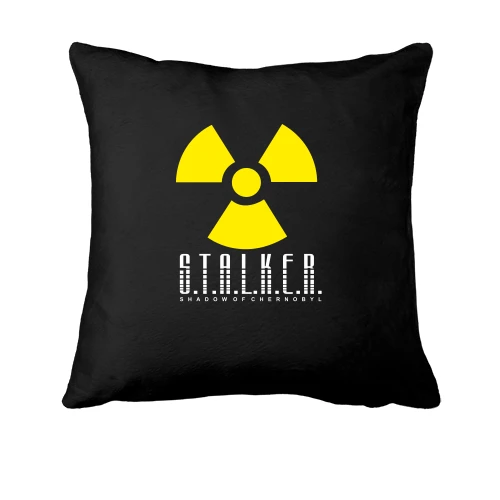 Подушка, Черный, с символом радиации и логотипом S.T.A.L.K.E.R.