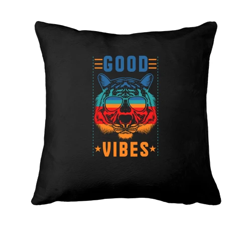 Подушка, Черный, с надписью "Good vibes"