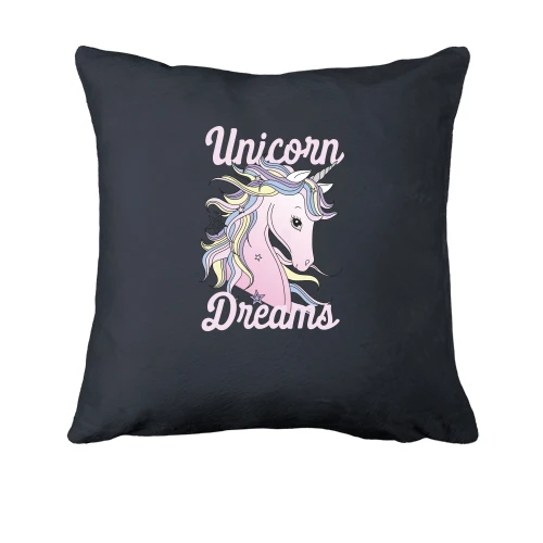 Подушка с единорогом и надписью "Unicorn Dreams"