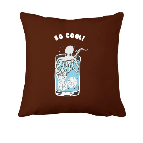 Подушка, Черный, с осьминогом и надписью "So cool"