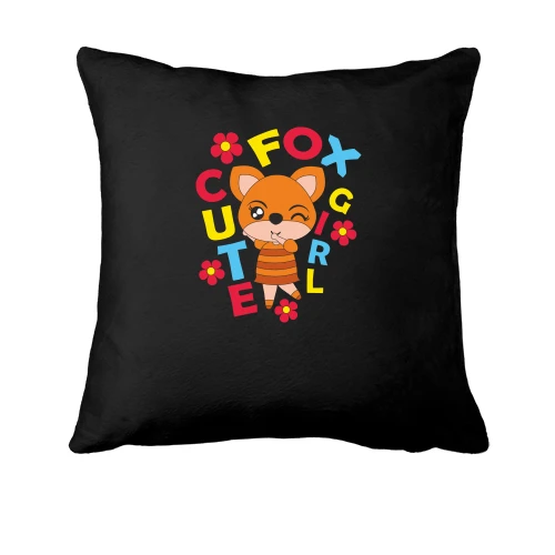 Подушка, Черный, Fox Girl Лиса