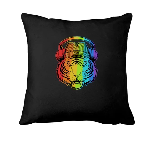 Подушка, Черный, Rainbow Tiger