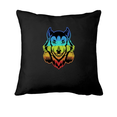 Подушка, Черный, Rainbow Wolf