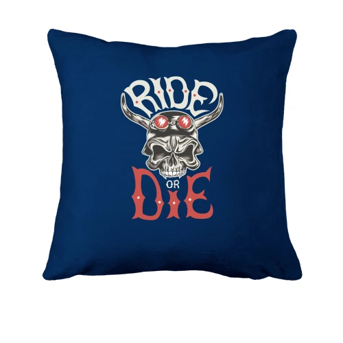 Подушка, Синій, Ride or Die з черепом