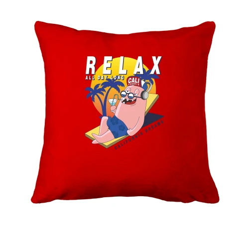Подушка, Серый, с человечком и надписью Relax