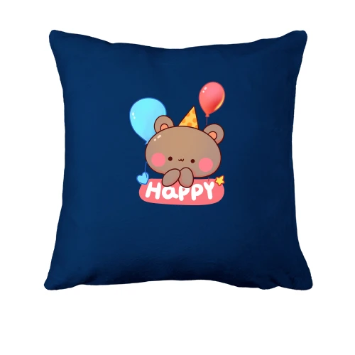 Подушка, Синий, Bear Happy Birthday