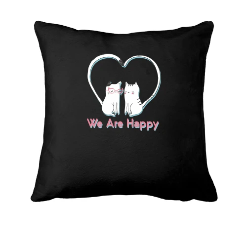Подушка, Черный, We Are Happy Cats