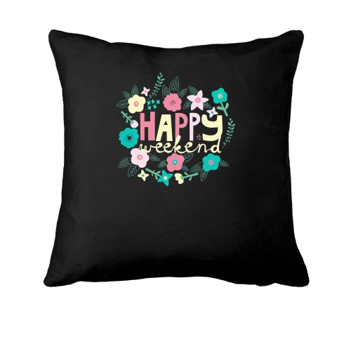 Подушка, Черный, Happy Weekend