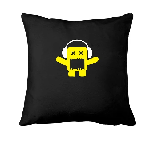 Подушка, Чорний, Yellow monster in the headphones.