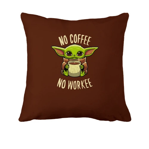 Подушка Baby Yoda No coffee No work