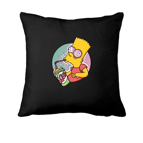 Подушка, Черный, Bart Drinks Soda Art