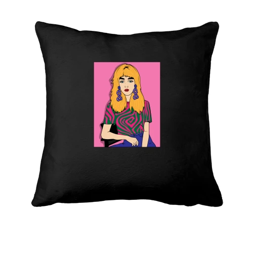 Подушка, Черный, Blonde in a strange t-shirt