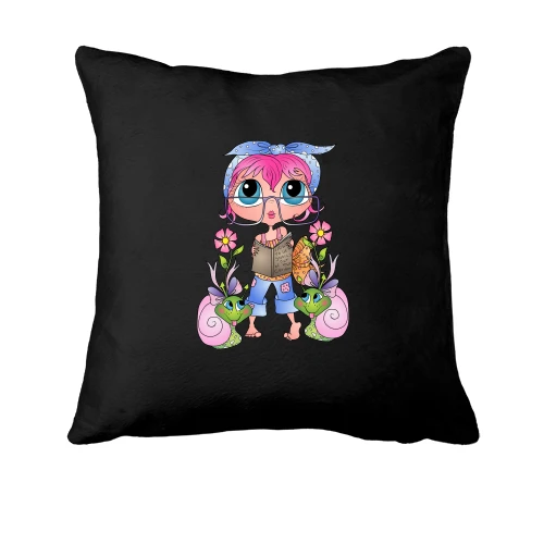 Подушка, Чорний, Girl with pink hair
