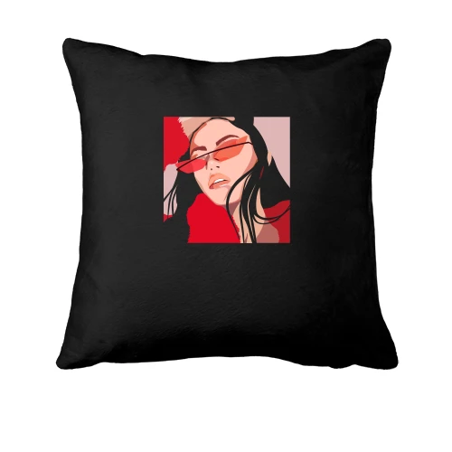 Подушка, Чорний, Girl with red glasses art