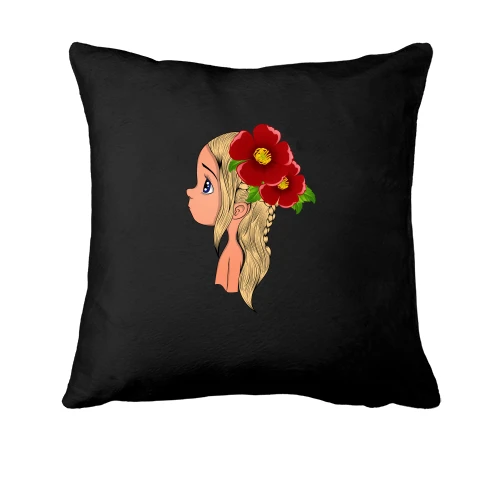 Подушка, Чорний, Baby with flowers 2
