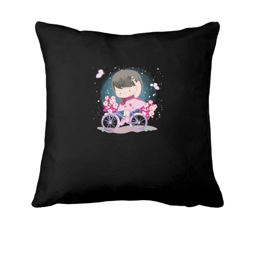Подушка, Чорний, Little girl riding a bicycle