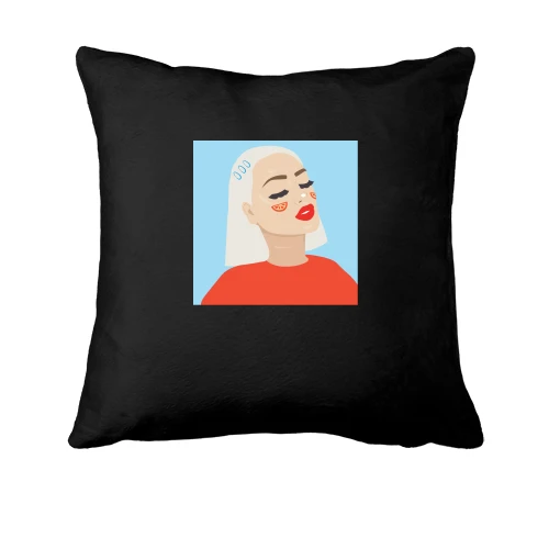 Подушка, Черный, Blonde portrait art