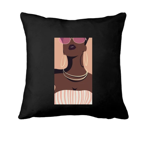 Подушка, Черный, Black girl with glasses