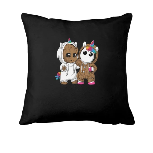 Подушка, Черный, Baby groot and unicorn