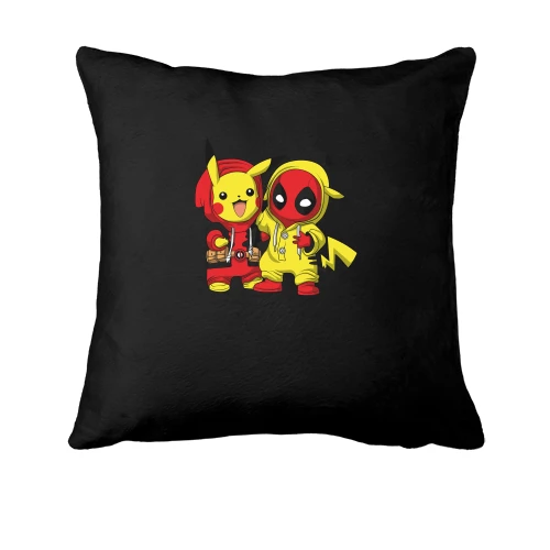Подушка, Черный, Pikachu and Deadpool