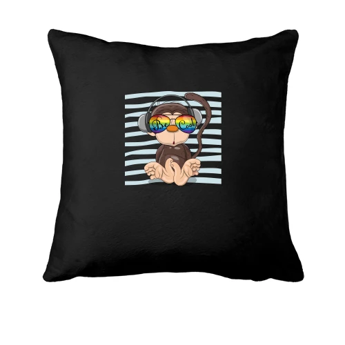 Подушка, Черный, Baby monkey with glasses