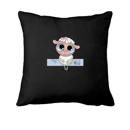 Подушка, Черный, Baby sheep hello