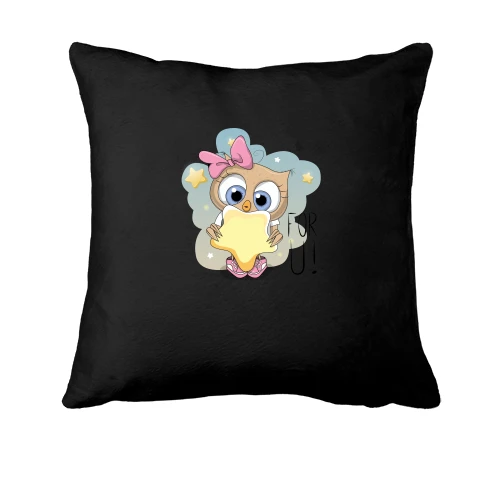 Подушка, Чорний, Baby owl with a star