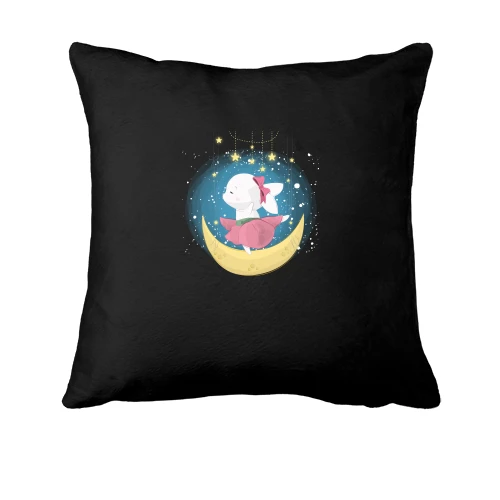 Подушка, Черный, Baby rabbit on the moon