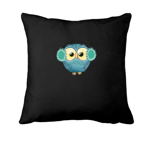 Подушка, Чорний, Owl in headphones