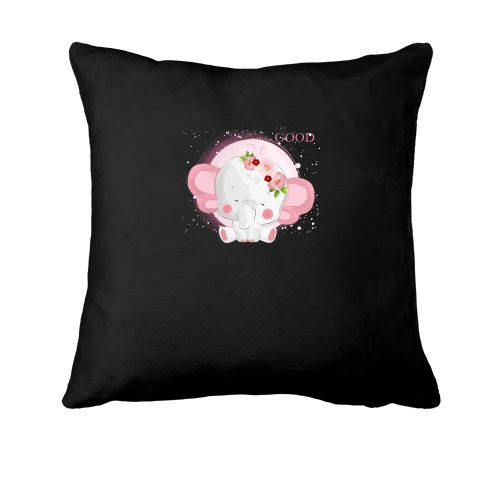 Подушка, Черный, Baby elephant pink