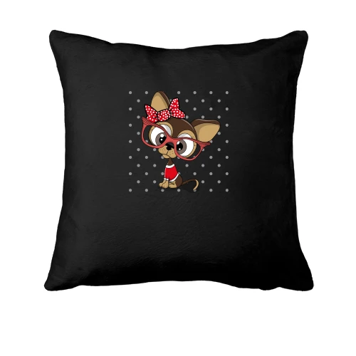 Подушка, Чорний, Little dog with glasses