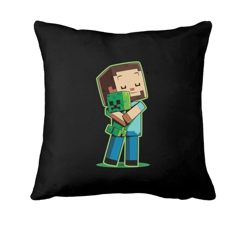 Подушка, Черный, Minecraft Boy with green doll