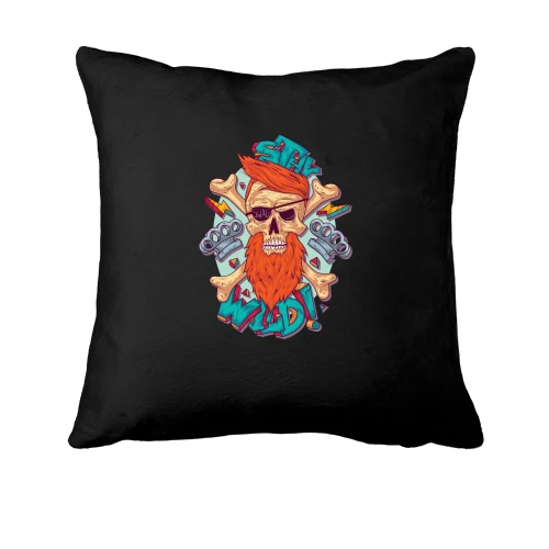 Подушка, Чорний, Skull with a red beard