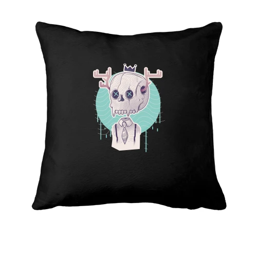 Подушка, Черный, Skull with horns