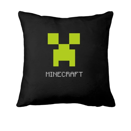 Подушка, Черный, Minecraft logo grey