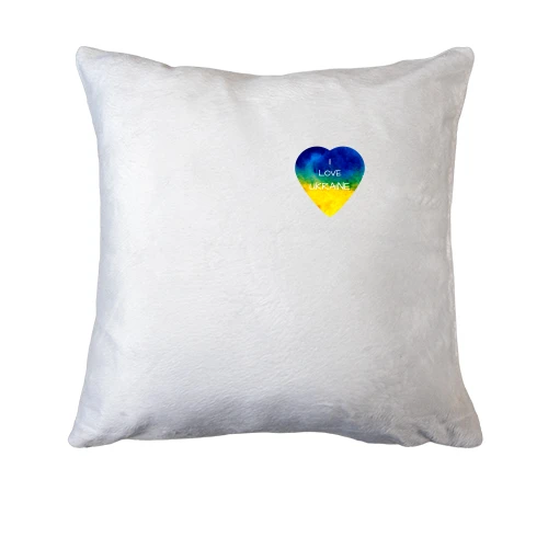 Подушка, Білий, "I love Ukraine" на серці (міні)