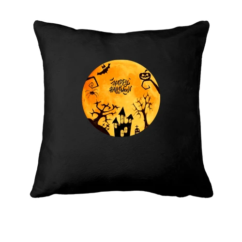 Подушка, Черный, с ужастиками Happy Halloween