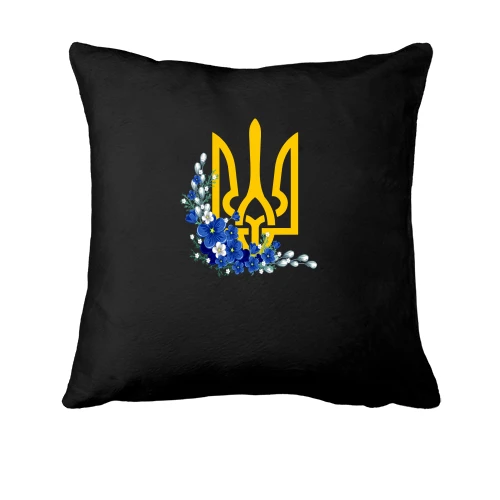 Подушка з гербом України в квітах