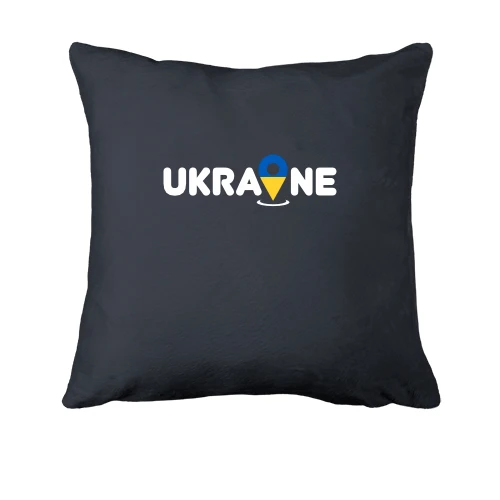 Подушка, Сірий, з принтом "Локація Україна"