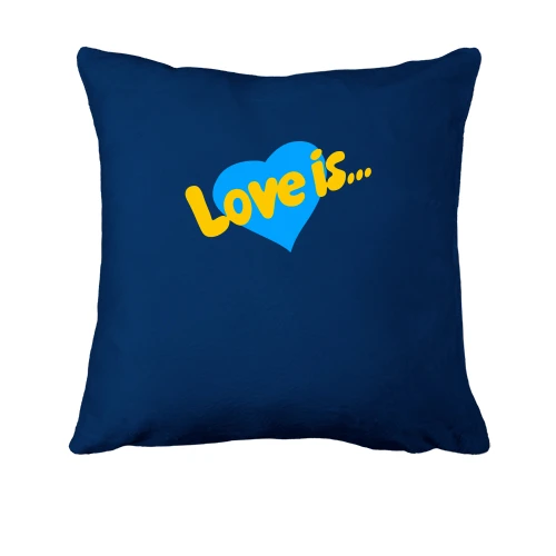 Подушка, Синій, з Жовто-блакитною Love is.