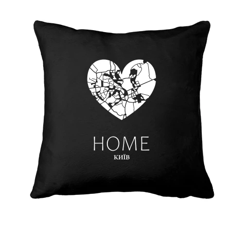 Подушка, Чорний, із серцем Київ "Home"