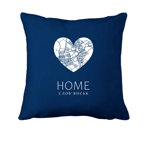 Подушка, Синий, с сердцем "Home Славянск"