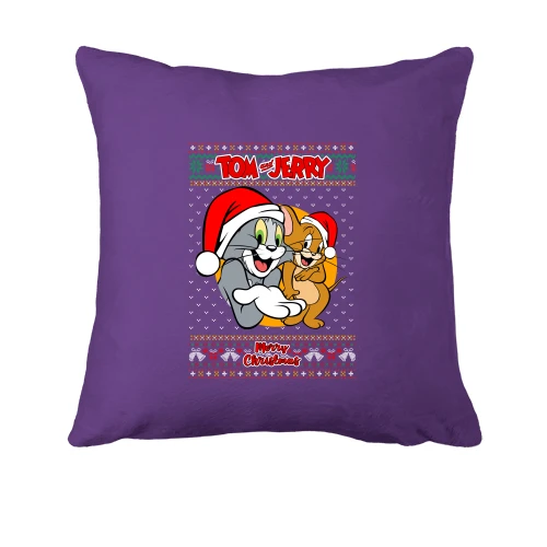 Подушка, Фіолетовий, з Томом та Джері "Merry Christmas"
